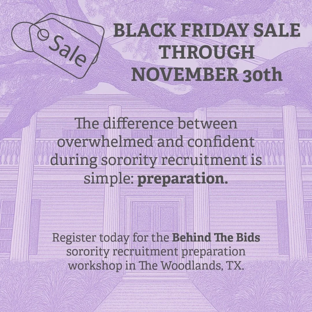 As someone who went through recruitment feeling unprepared, I know firsthand how overwhelming it can be to walk in without guidance. That&rsquo;s why I created Behind The Bids - to give students and their moms the blueprint I wish I had.

Join us for