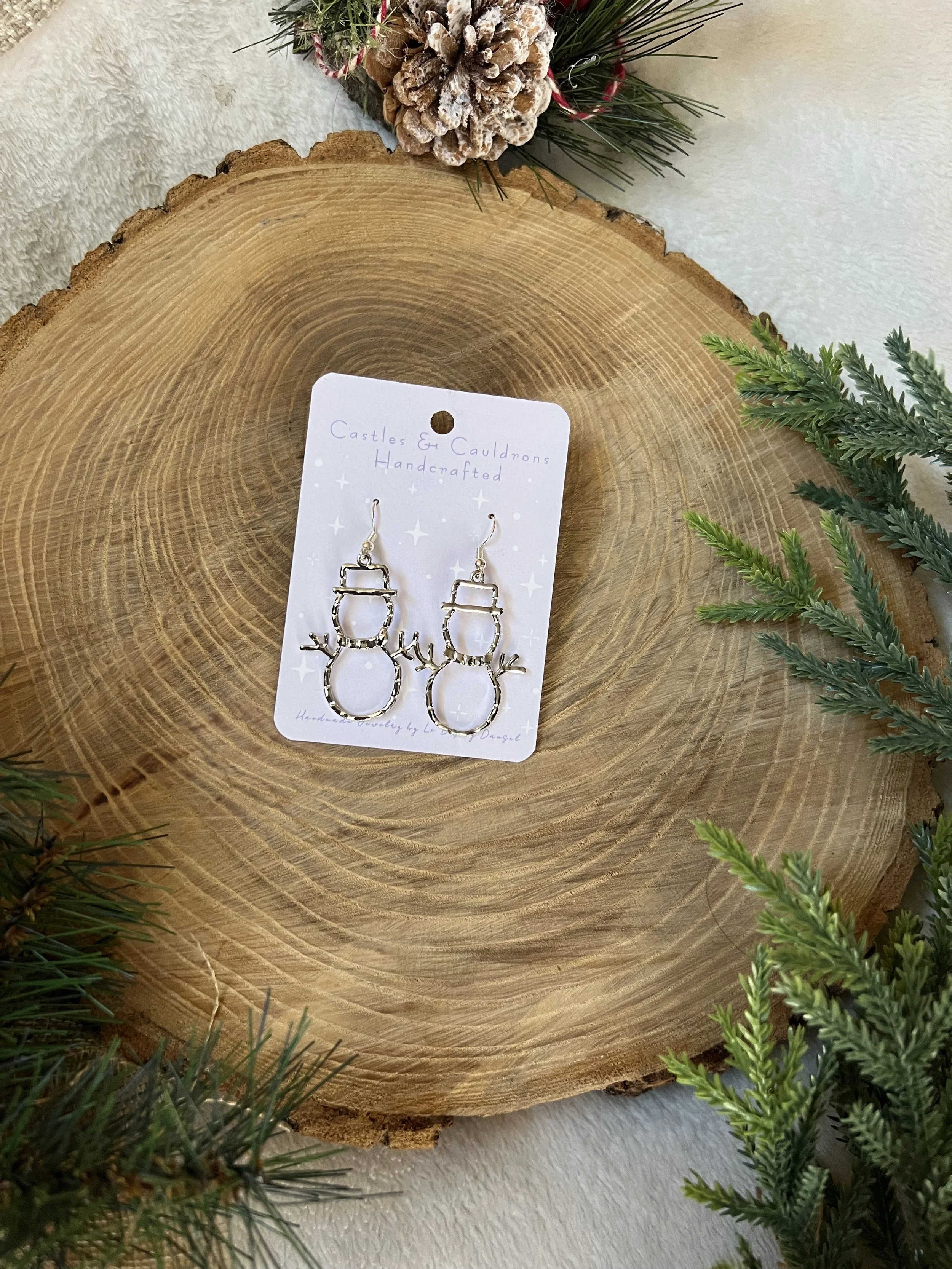 Minimal Snowman Outline Earrings
