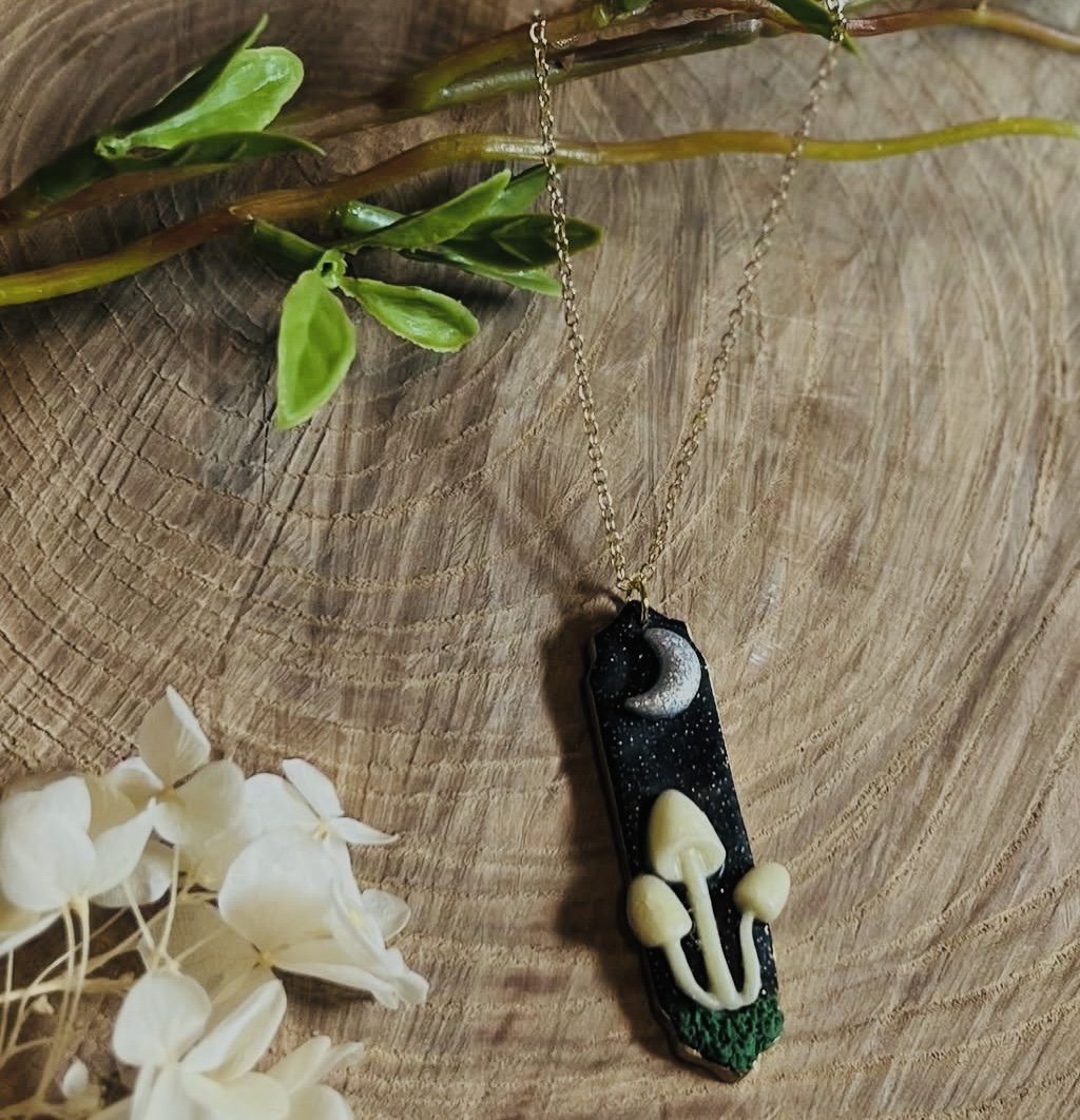 Midnight Glow Mushroom Necklace
