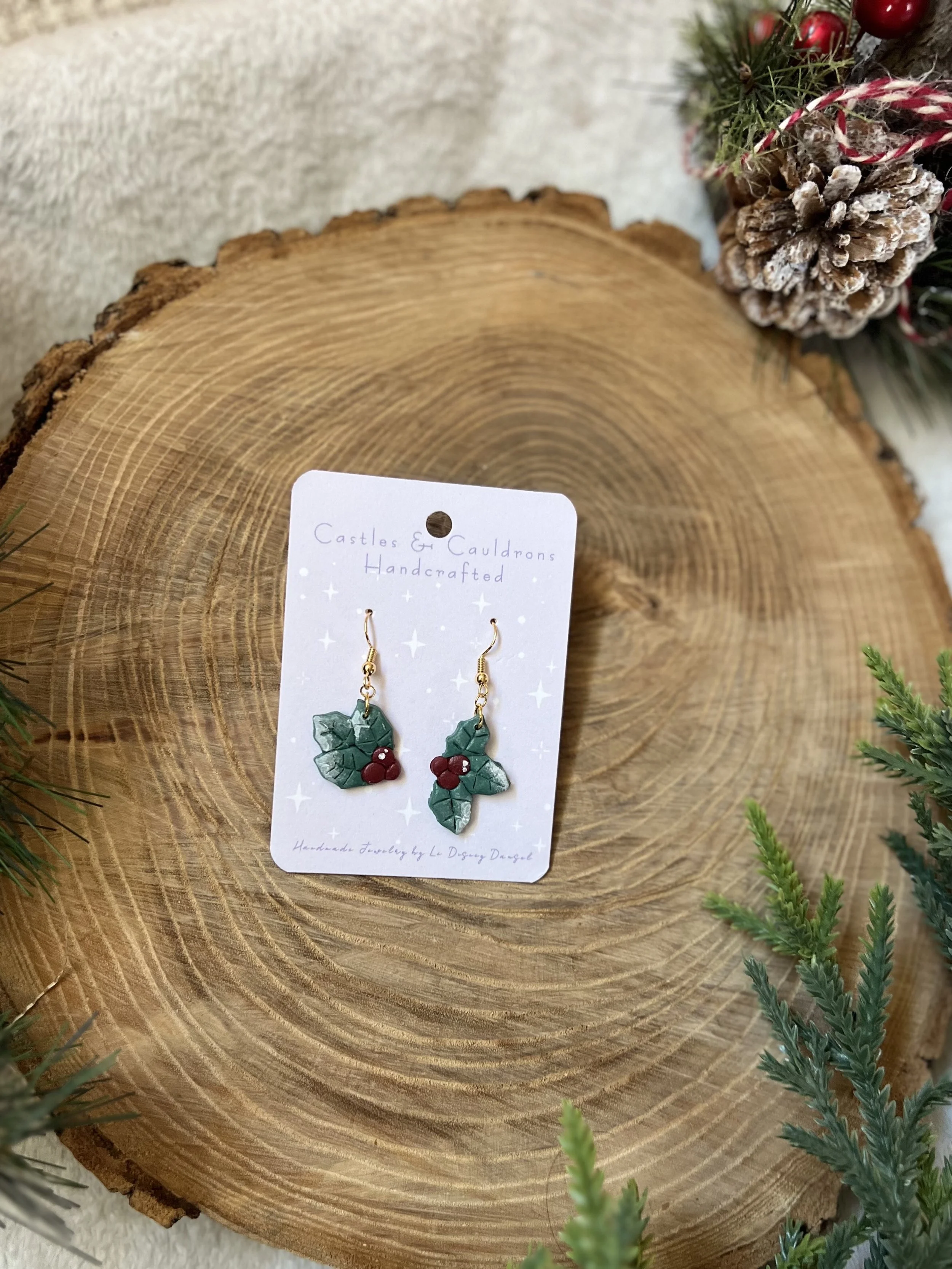Winter Holly Berry Mismatch Earrings