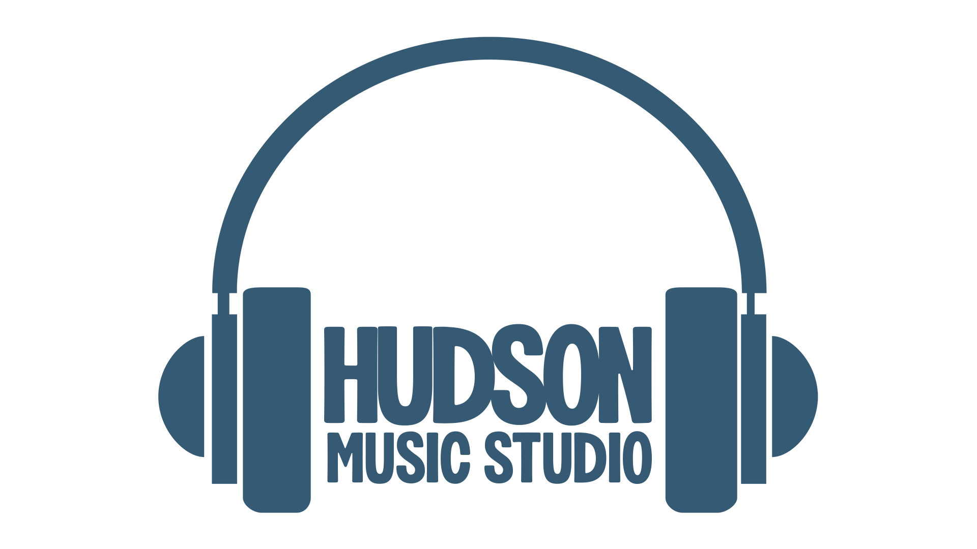 Logo of Hudson Music Studio featuring large headphones with the text 'Hudson Music Studio' inside.