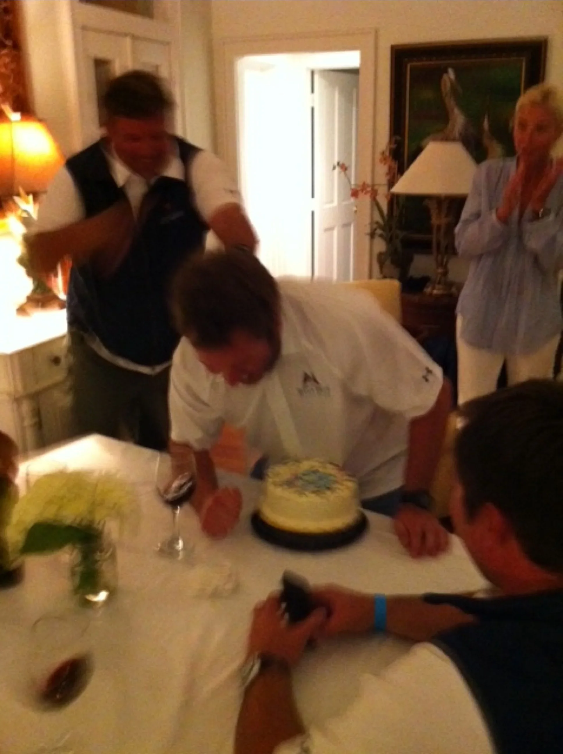 John Von resisting a birthday cake face.