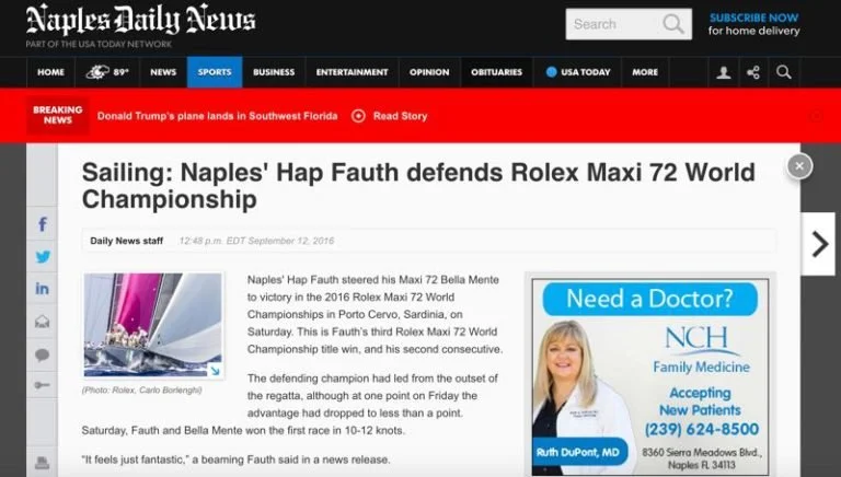 Hap Featured in Naples Daily News