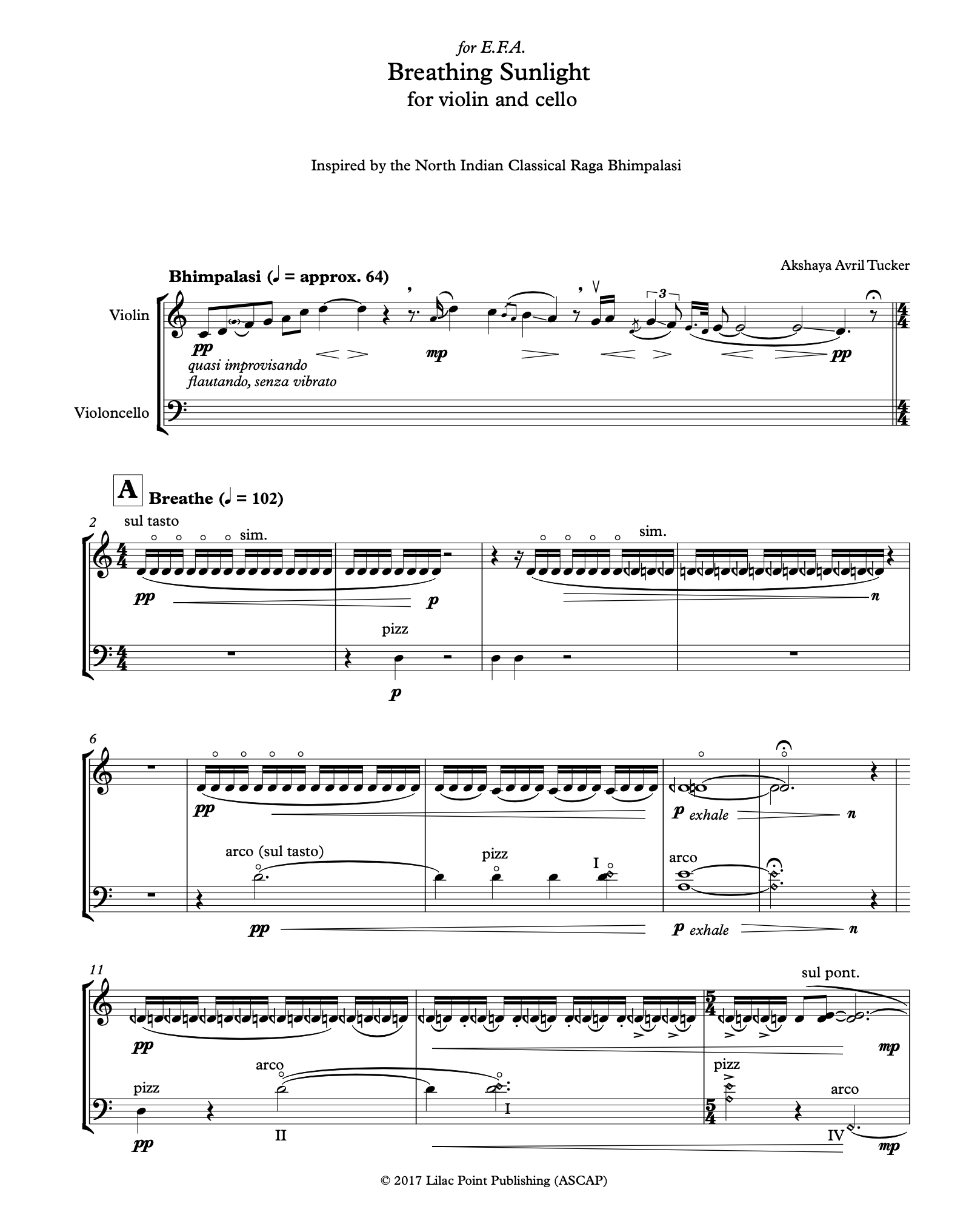 Breathing Sunlight (violin & cello)