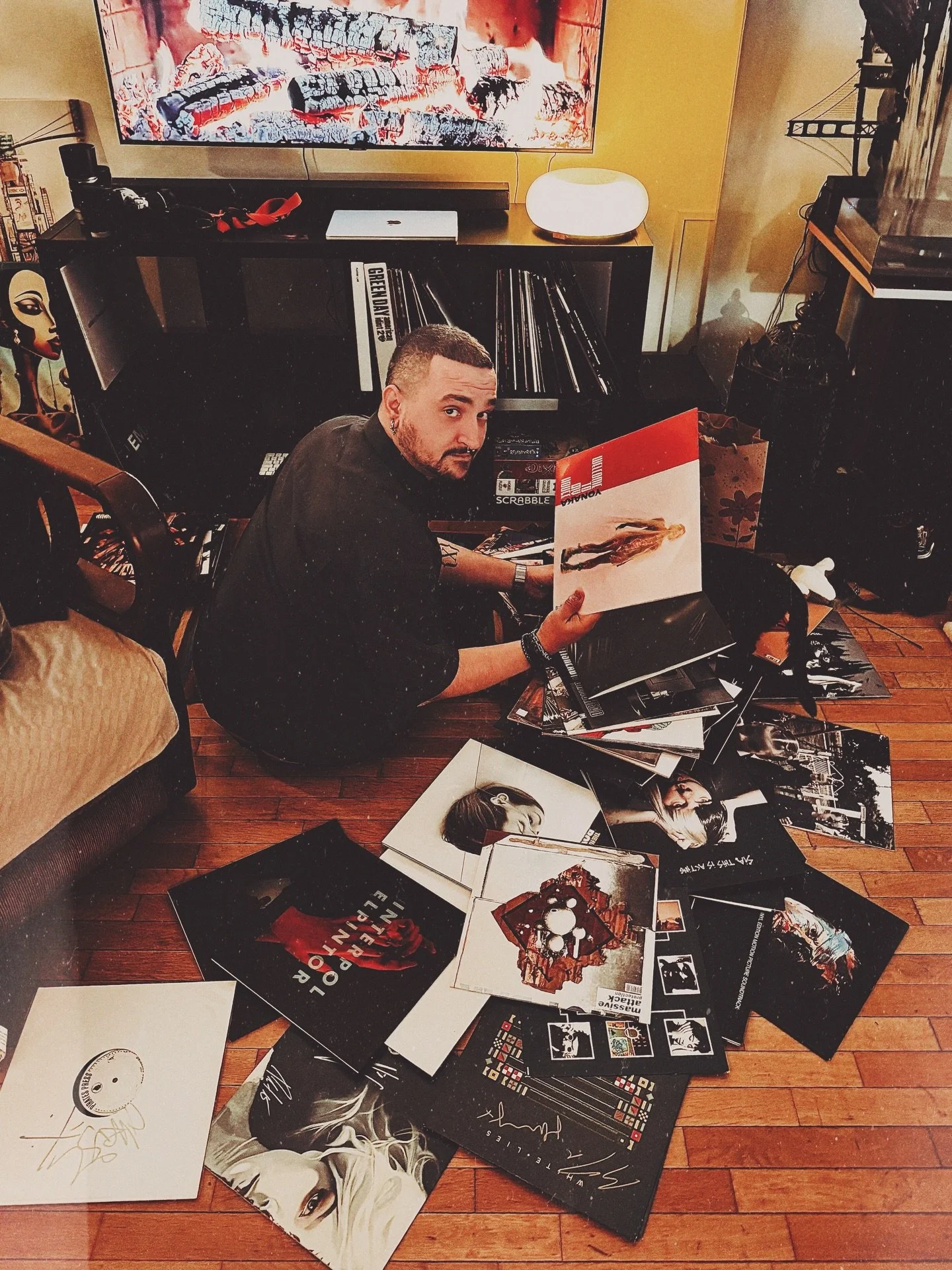 Not me rearranging my entire record collection before friends stopped over.