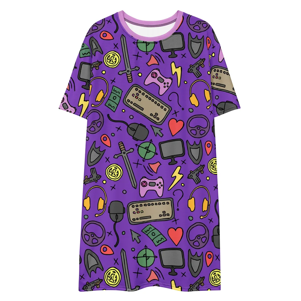 COZY COMFY GAMING SUBLIMATED T-SHIRT DRESS  BANZAINATOR