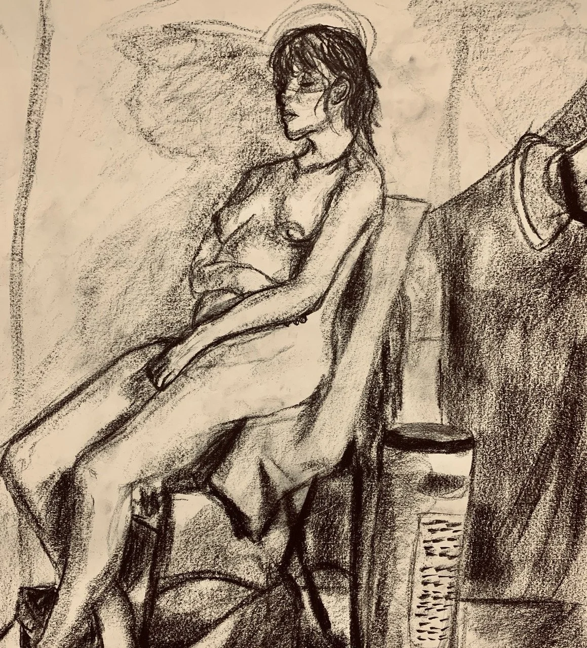 Figure drawing of a nude model