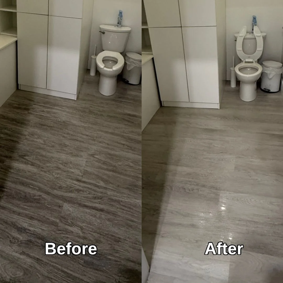 image of a washroom before and after clean