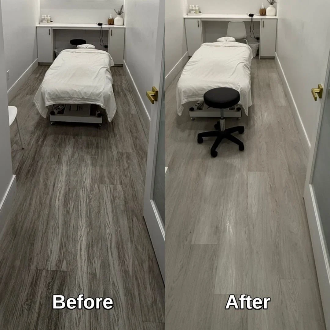 Image of before and after floor cleaning