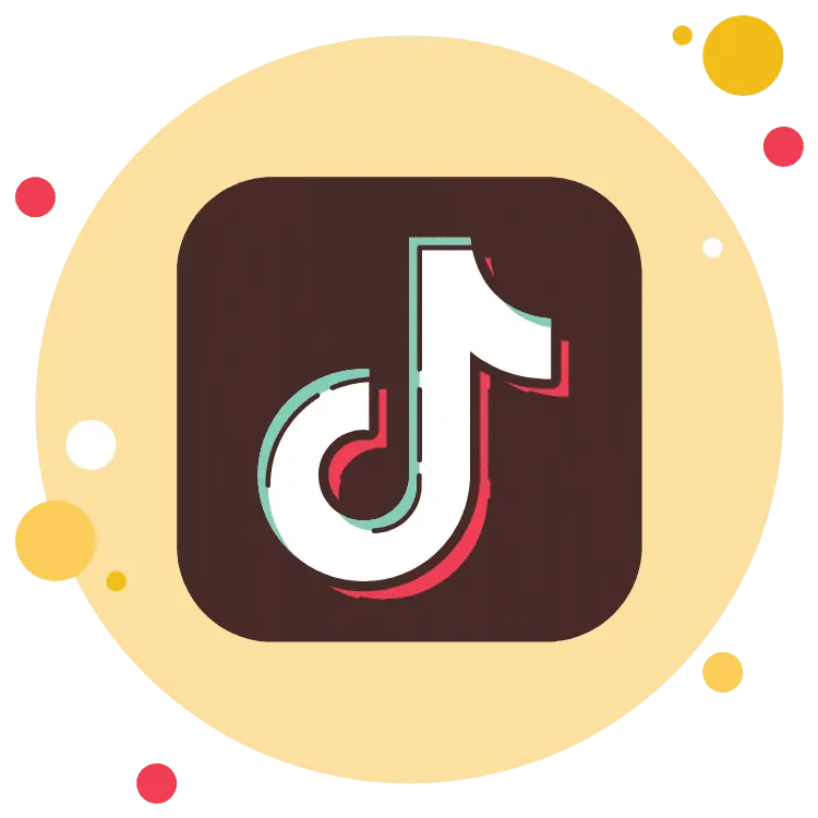 TikTok app icon with a black background and a stylized musical note in white with red and green outline.
