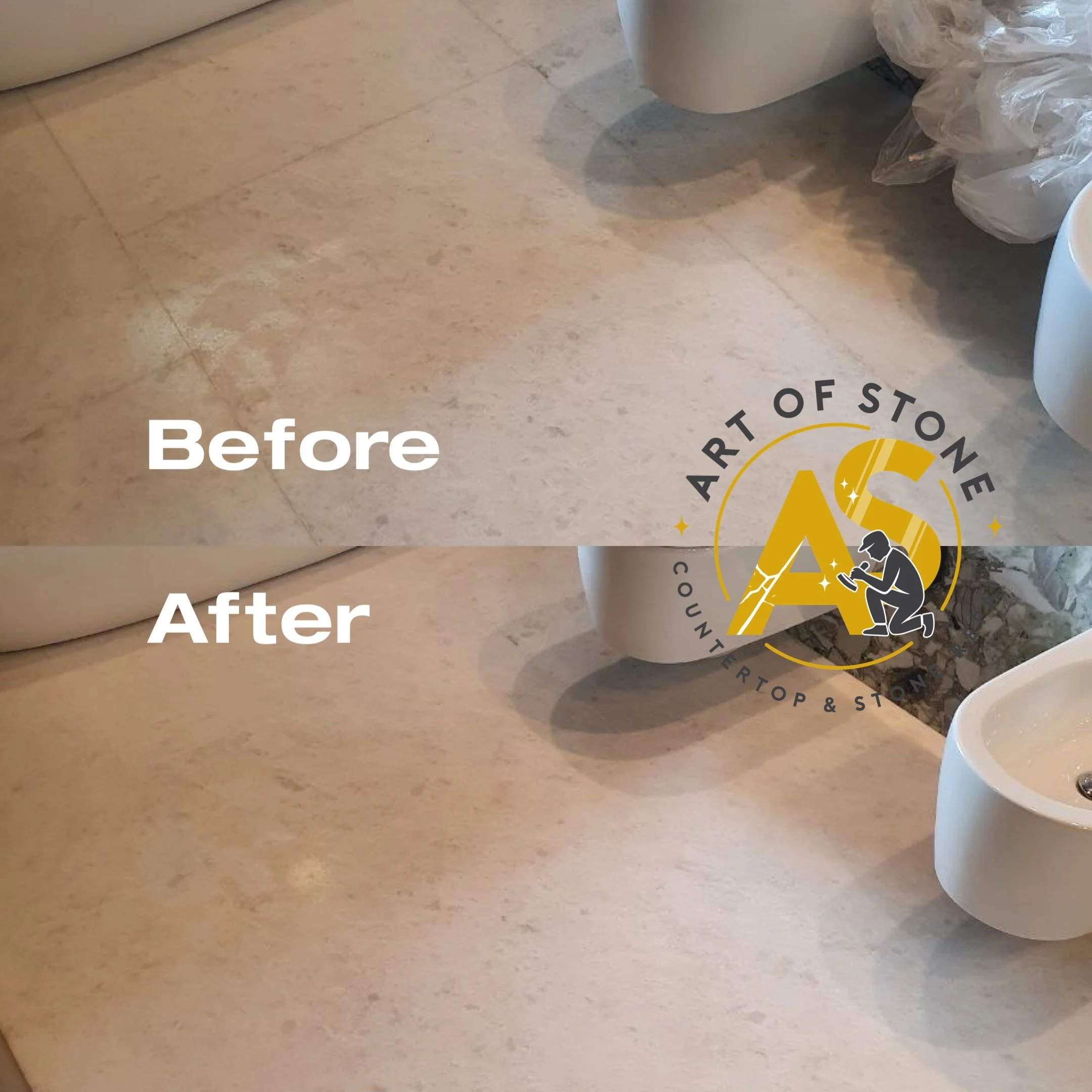 Marble Bathroom Floor – Deep Cleaning & Refinishing