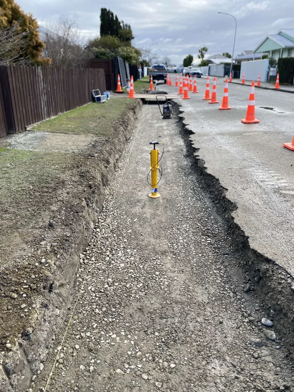canterbury, kaiapoi, hugh st, roading, ute, kerb, channel, storm, water
