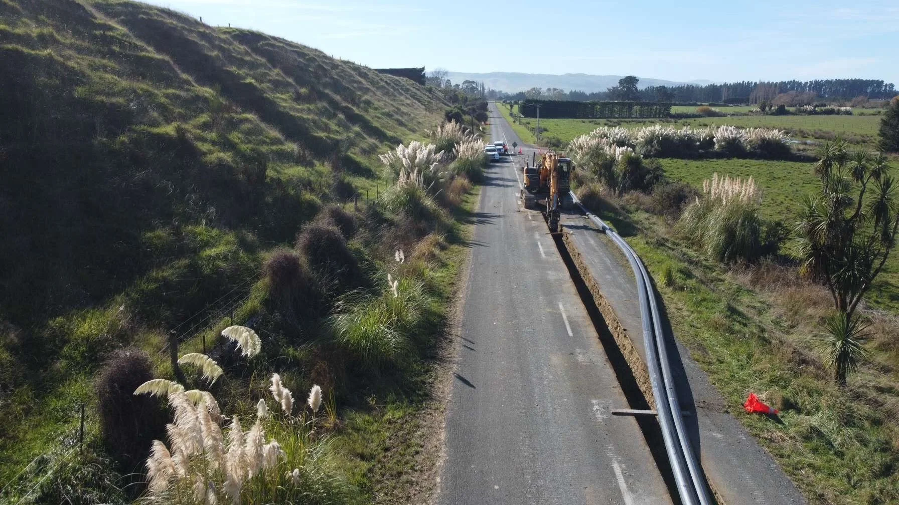 pipes, road, chinnery, fencing, road closed