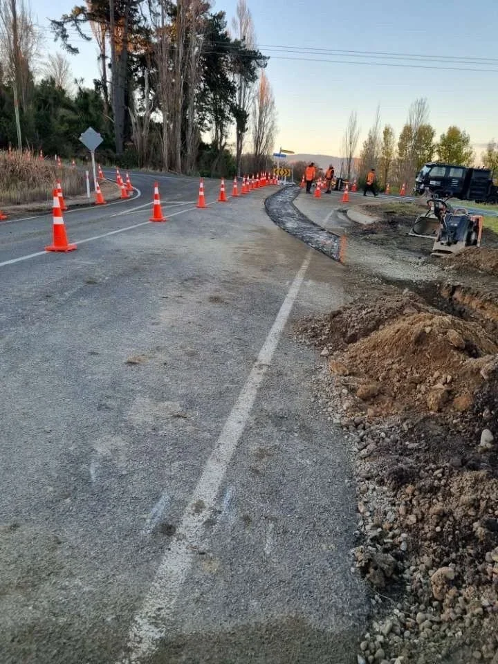 dirt, roading, road cones, digger, truck, chinnery construction limited