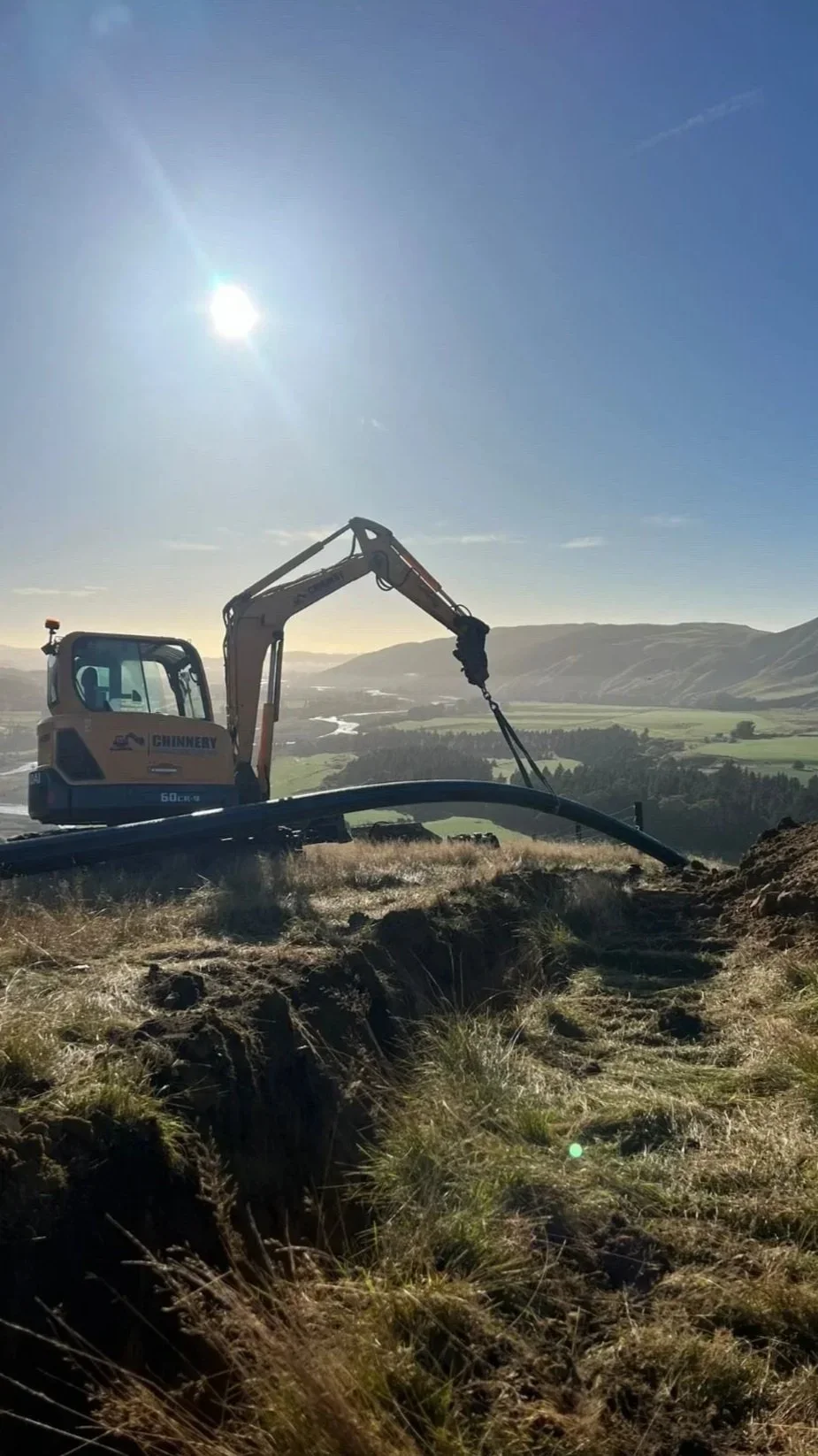 digger, hills, hurunui, underground, dug, pipeline, pipe