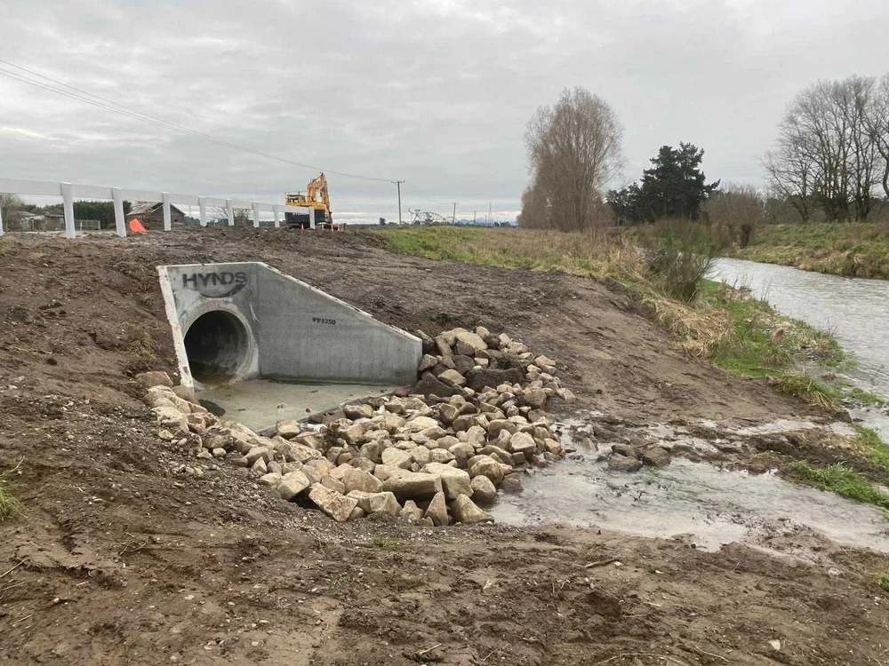 landscape, rocks, drain, pipe, storm, water, stormwater, digger
