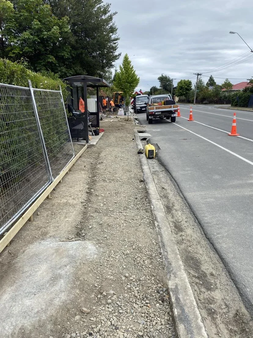 roading, busy, footpath prep, path, walk, kerbing, canterbury
