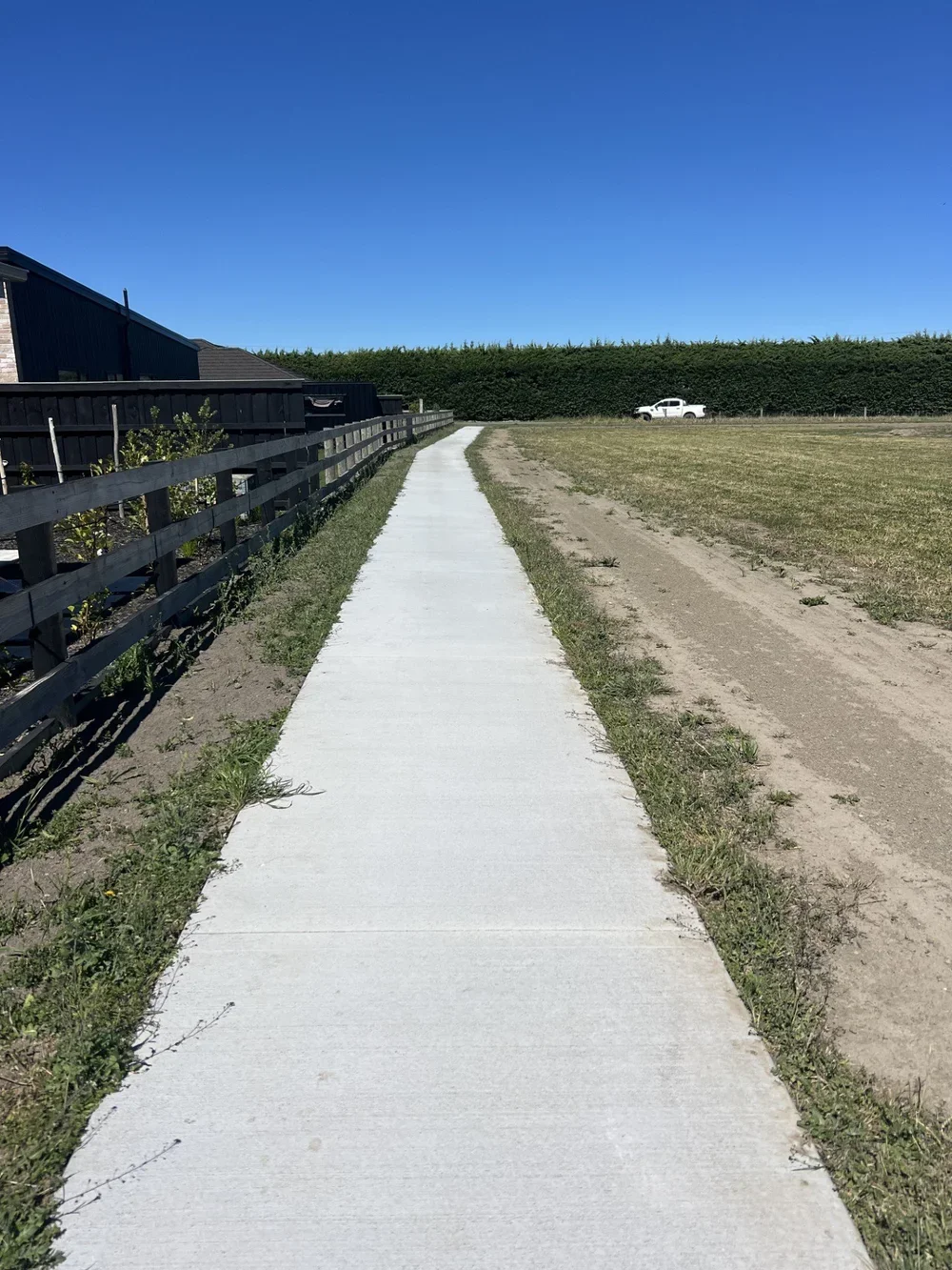 housing, fencing, pathway, concrete, long walkway, construct