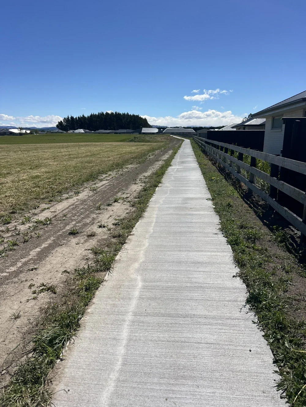 blue sky, field, grass, rangiora, canterbury, construction, civil construction