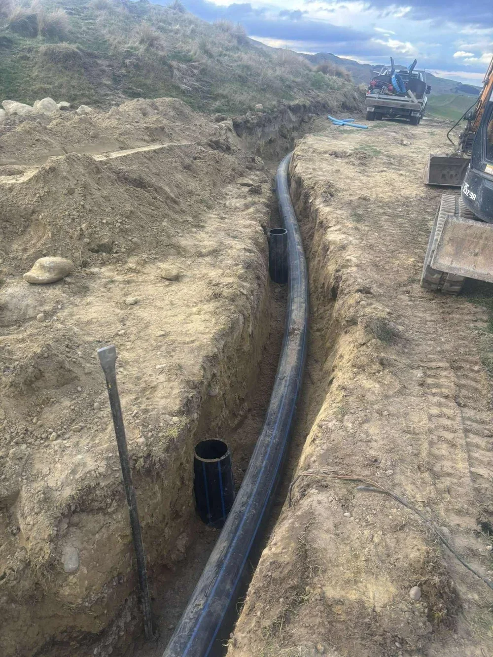 trench, dirt, trenching, diggers, equipment, new zealand 