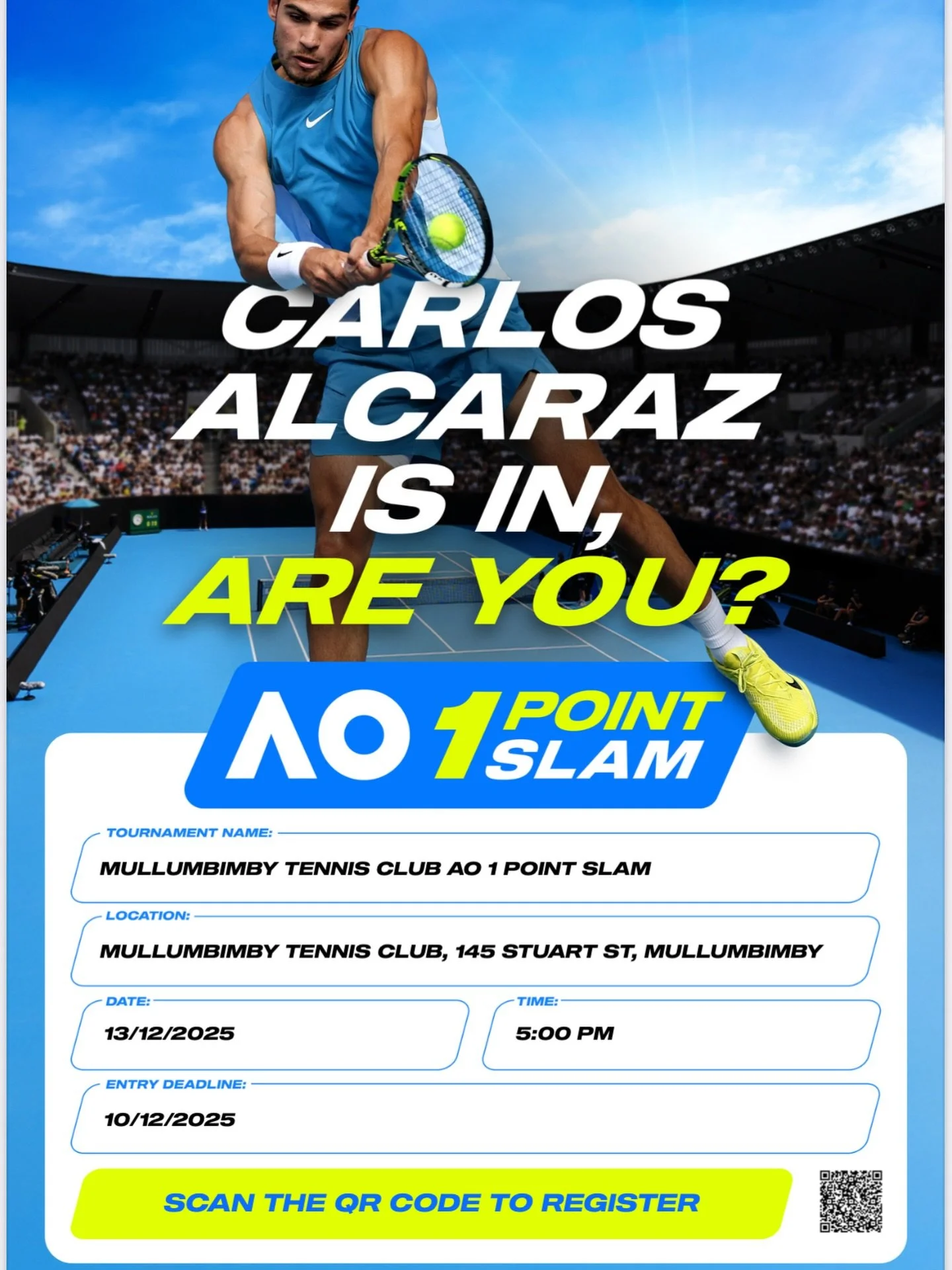 For your chance to win flights and two night&rsquo;s accommodation in an AO Player Hotel and the full AO experience at Melbourne Park, plus $5000 grant for your club!