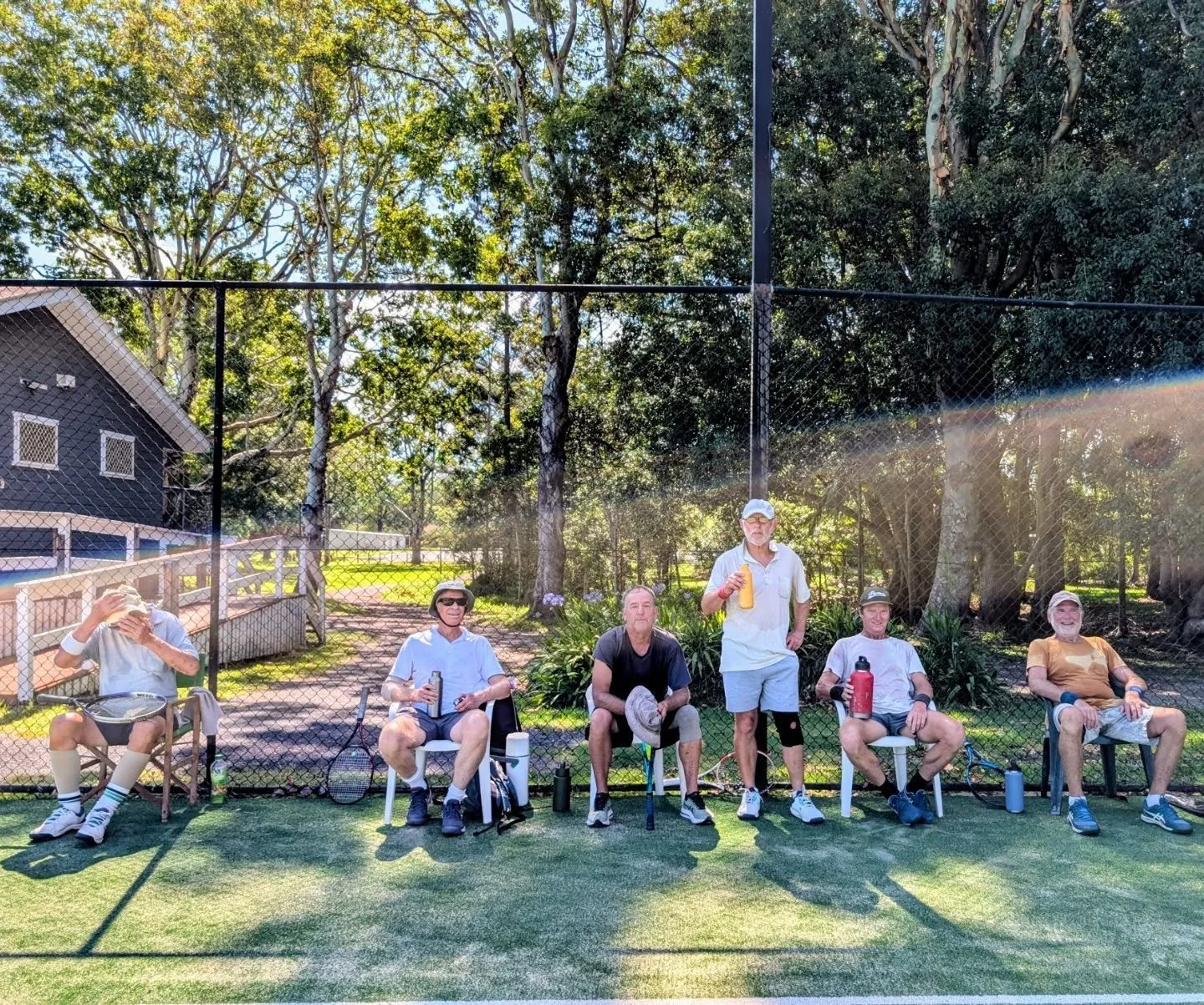 Secret Sunday Tennis 🎾 business 
Come join us from 2pm every Sunday for round robin doubles 
All welcome 😁 (provided you're roughly a B player...)