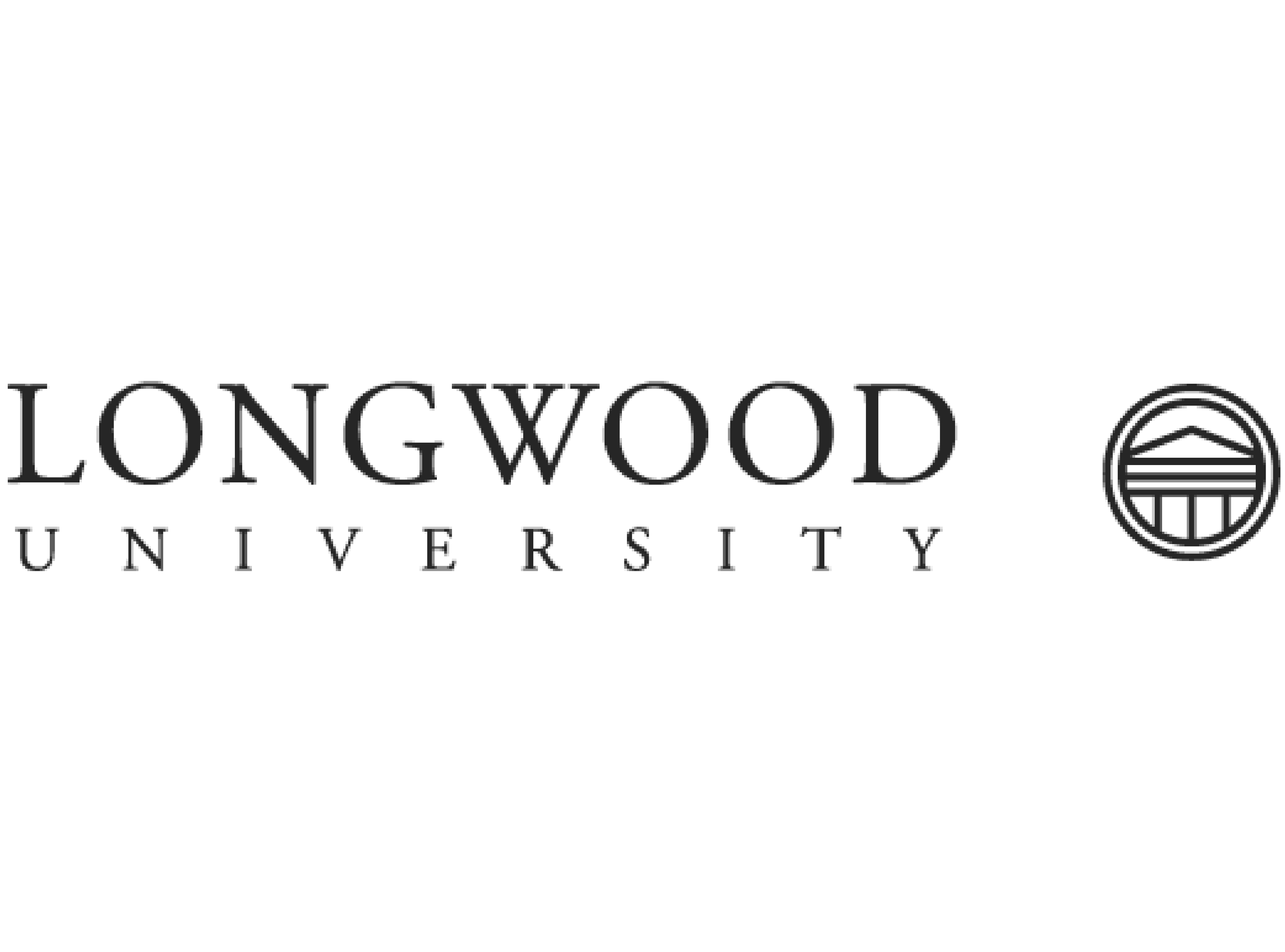 Longwood University logo with stylized circular emblem on white background.