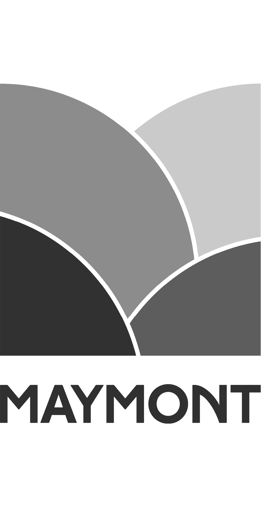 Black and white Maymont logo with stylized mountain or hill graphic