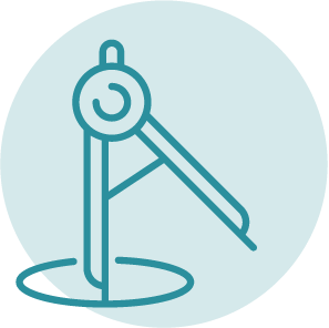 Drawing compass tool for drawing and measuring angles.