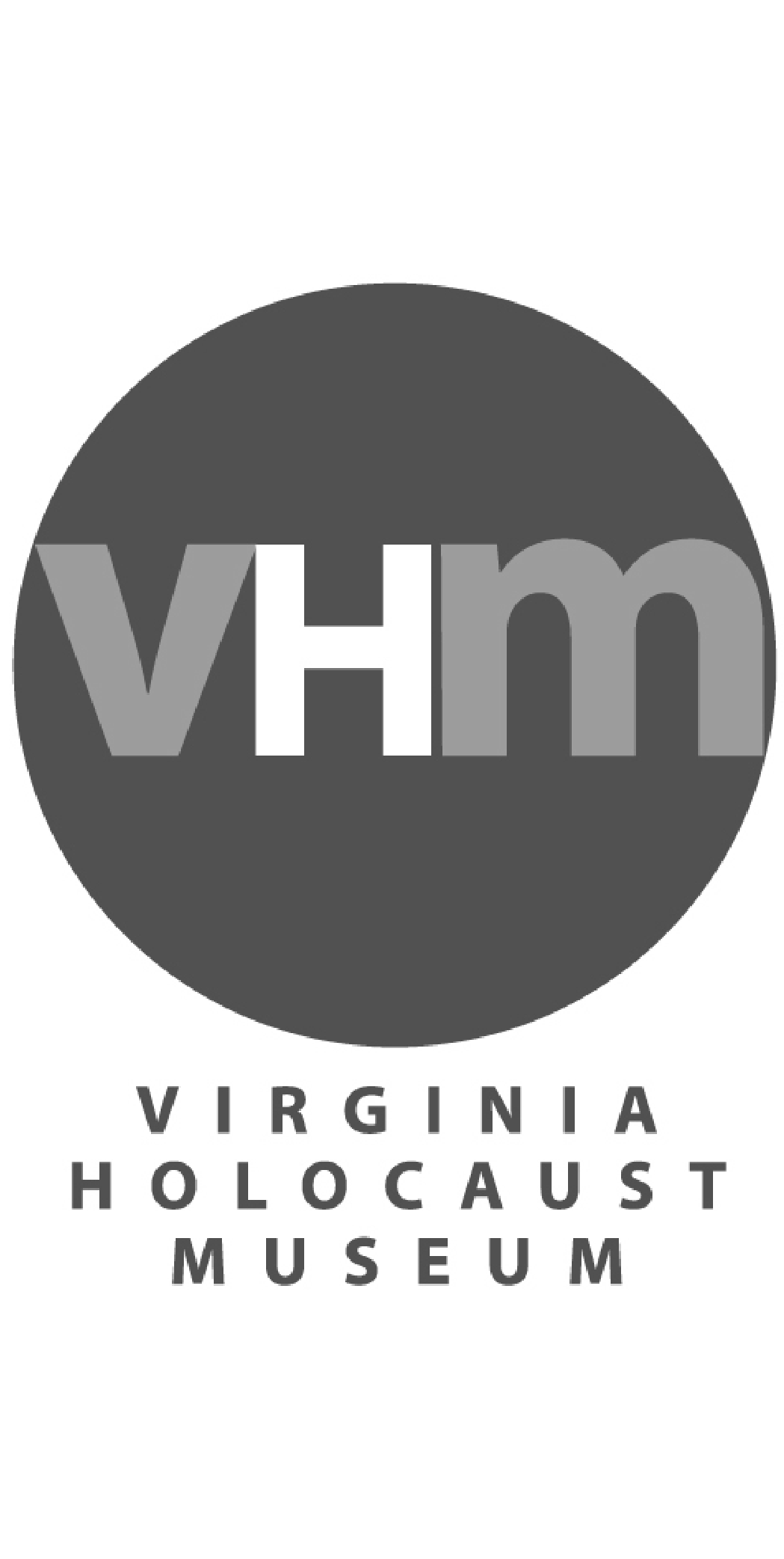 Logo of the Virginia Holocaust Museum featuring a large circle with the letters 'vHm' inside, and the museum's name below.
