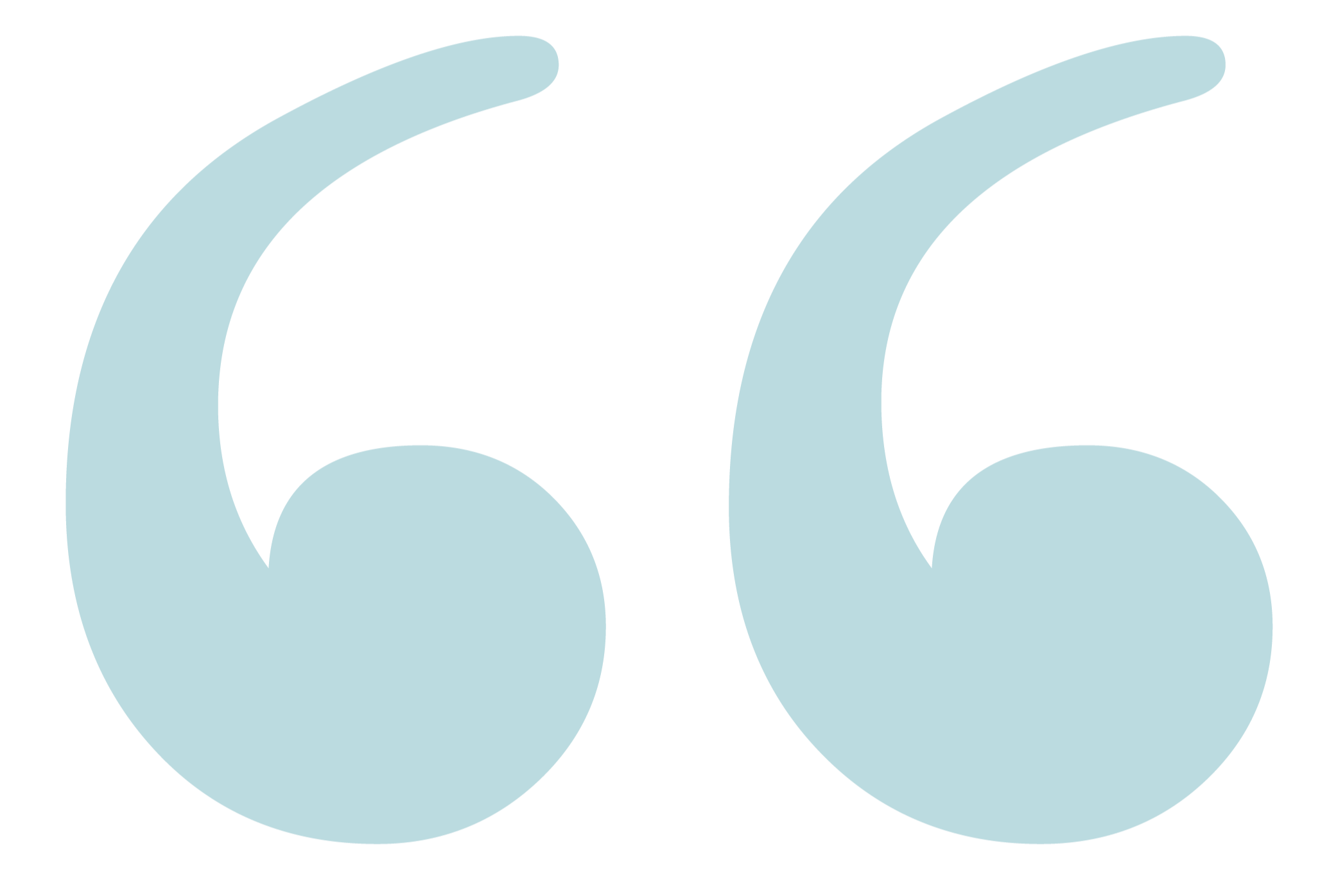 Light blue quotation mark symbol on a black background.