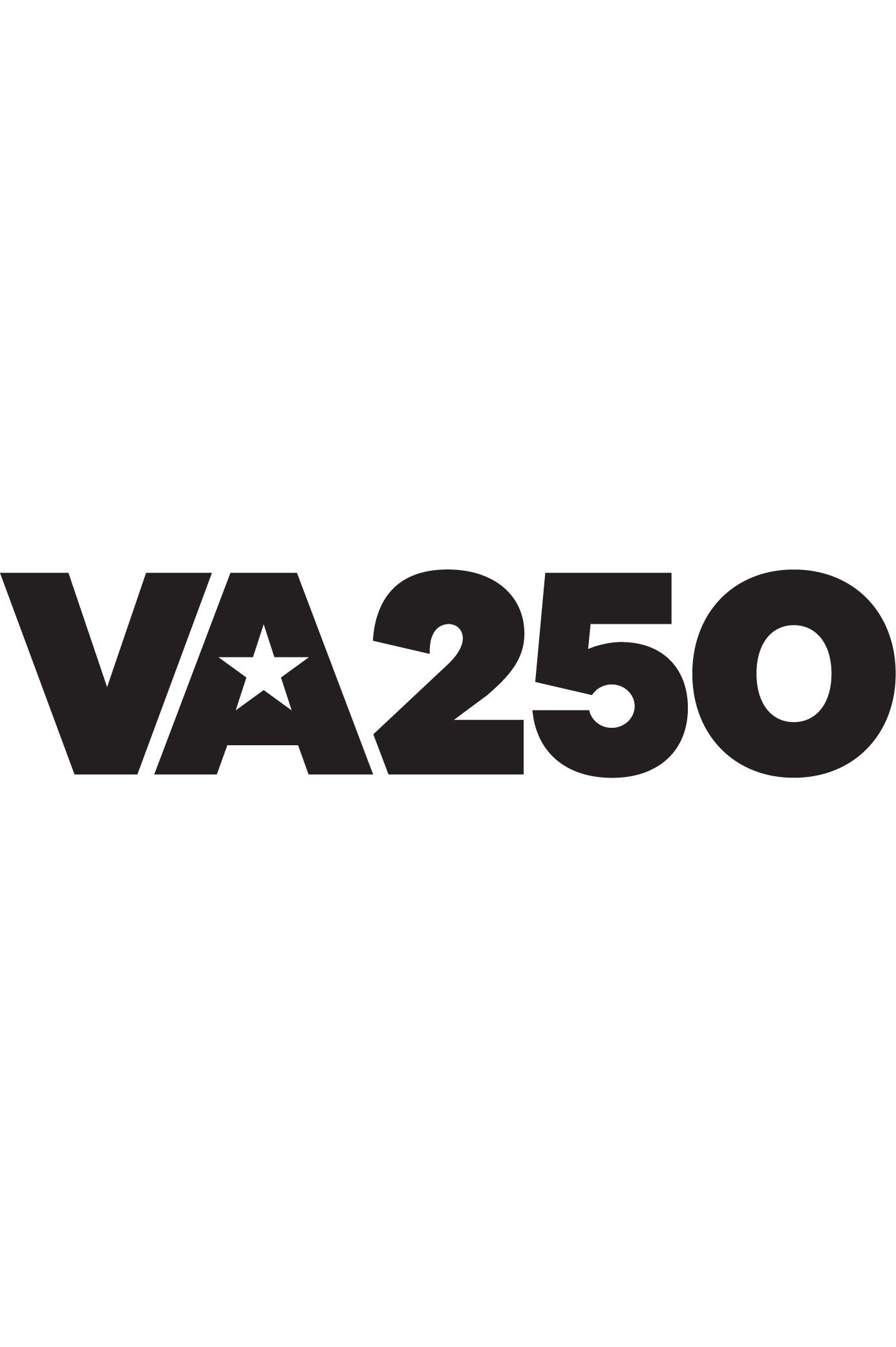 Black and white text reading 'VA 250' with a star inside the letter 'A'.
