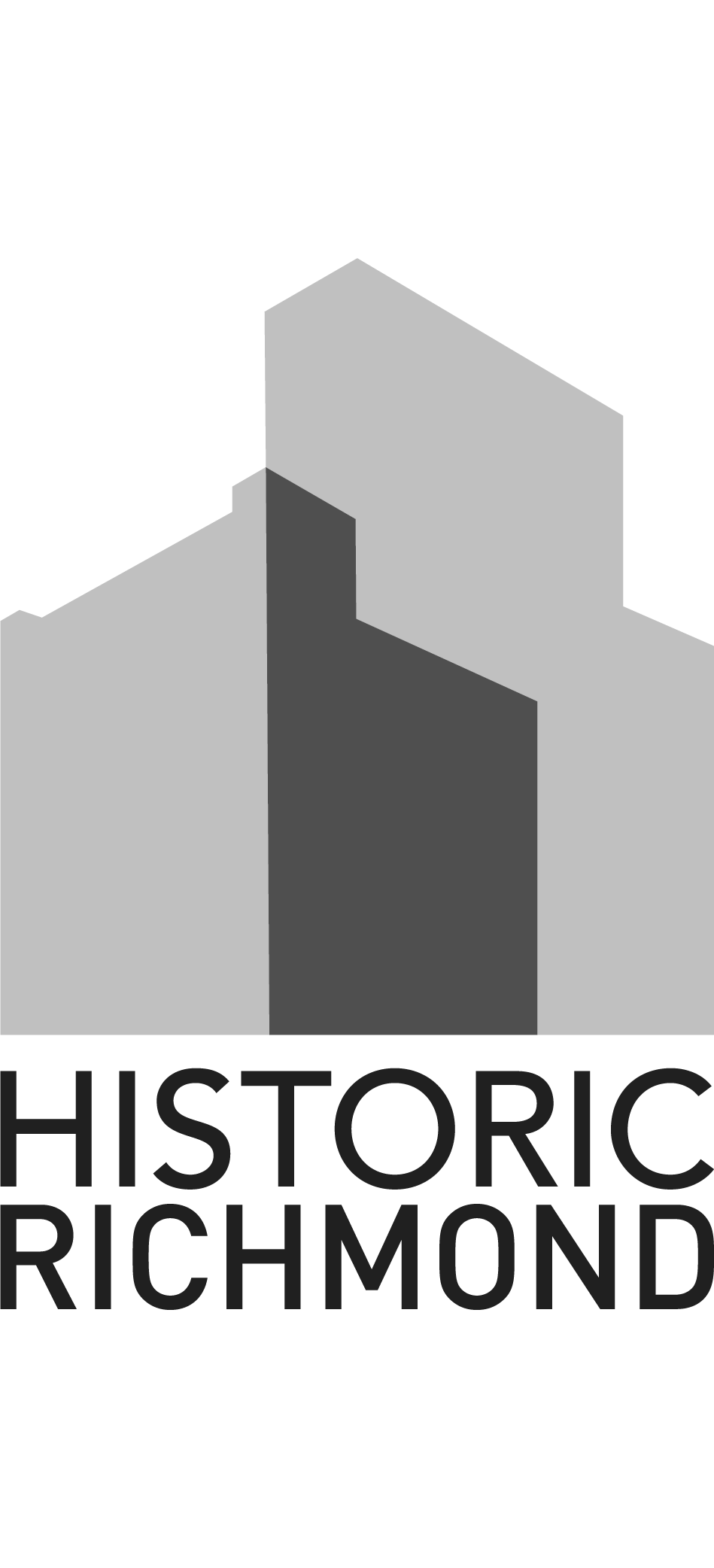 Logo for Historic Richmond with stylized buildings in shades of gray and black.