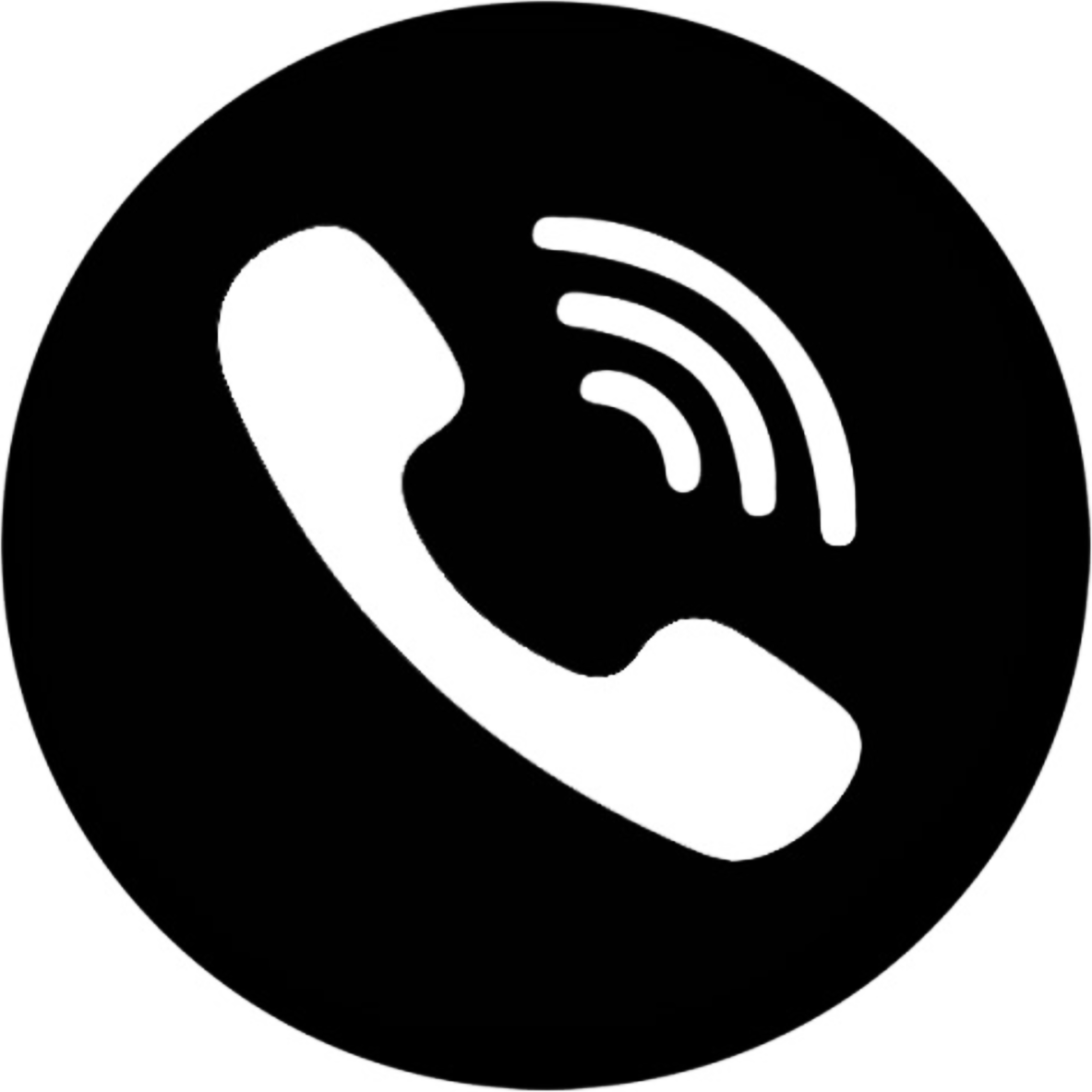 Phone receiver icon with signal lines, indicating phone call or contact.