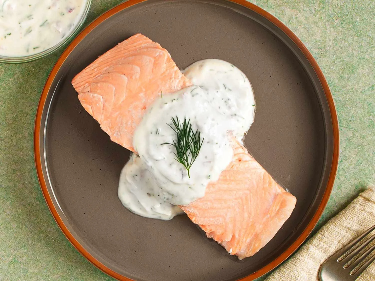 Poached Salmon with Dijon Dill Sauce