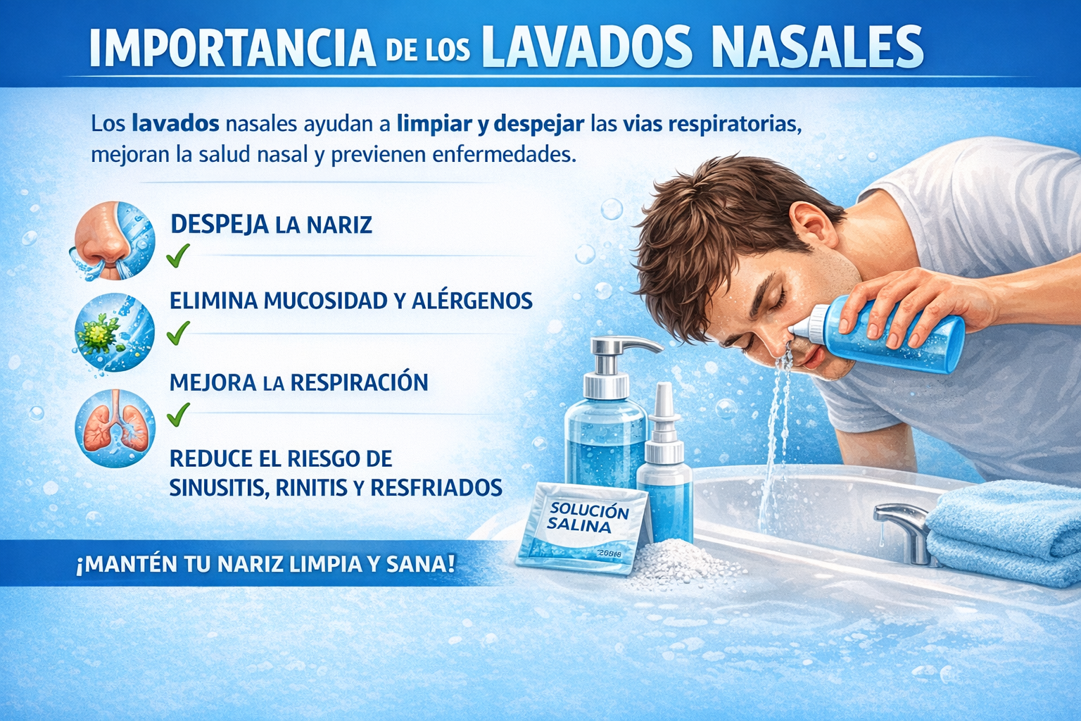 Lavados nasales: guía completa para pacientes