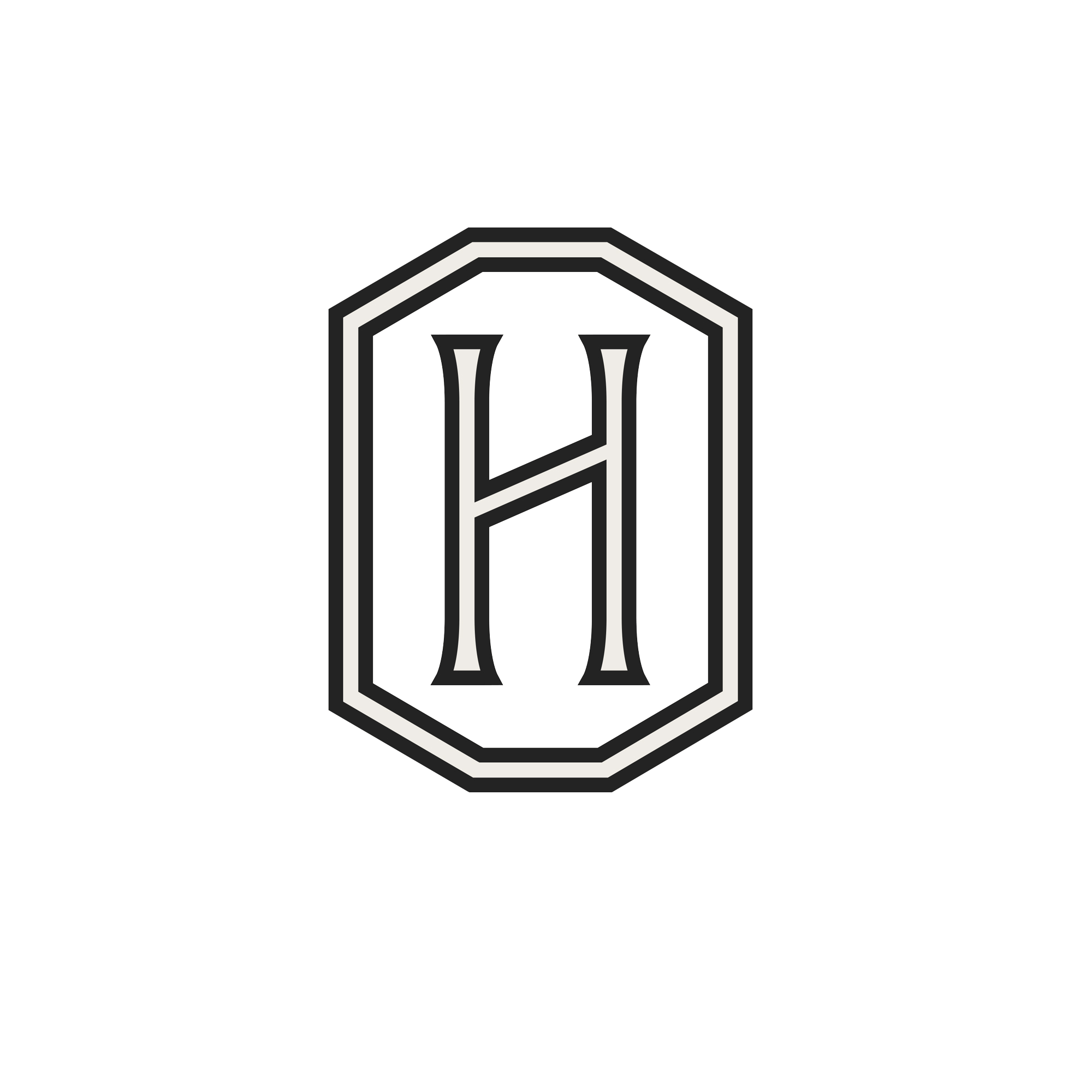 A black and white graphic of The Hudson logo brand mark