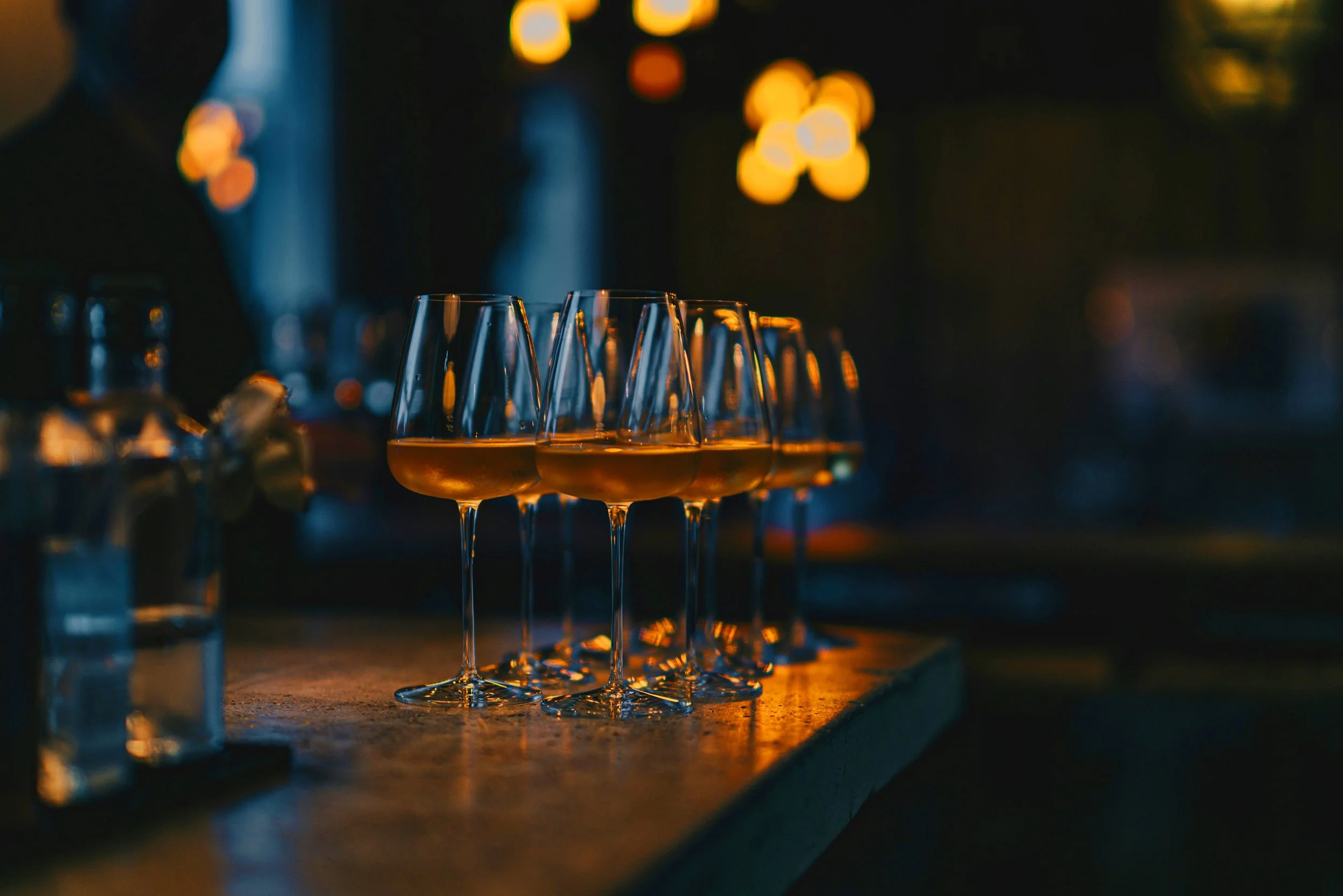 Wine glasses at The Hudson Bend