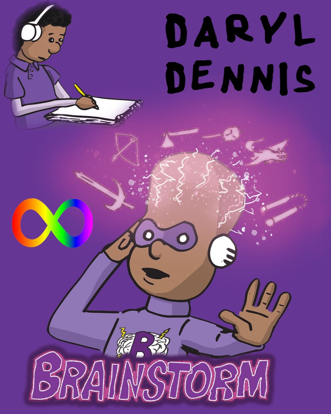 Meet Daryl Dennis &mdash; Brainstorm! ⚡🧠 If your kid loves to draw, lives in their headphones, and has a mind that never stops imagining&hellip; they&rsquo;re going to SEE THEMSELVES in this hero.
 Daryl is a typical 6th grader in many ways &mdash; 