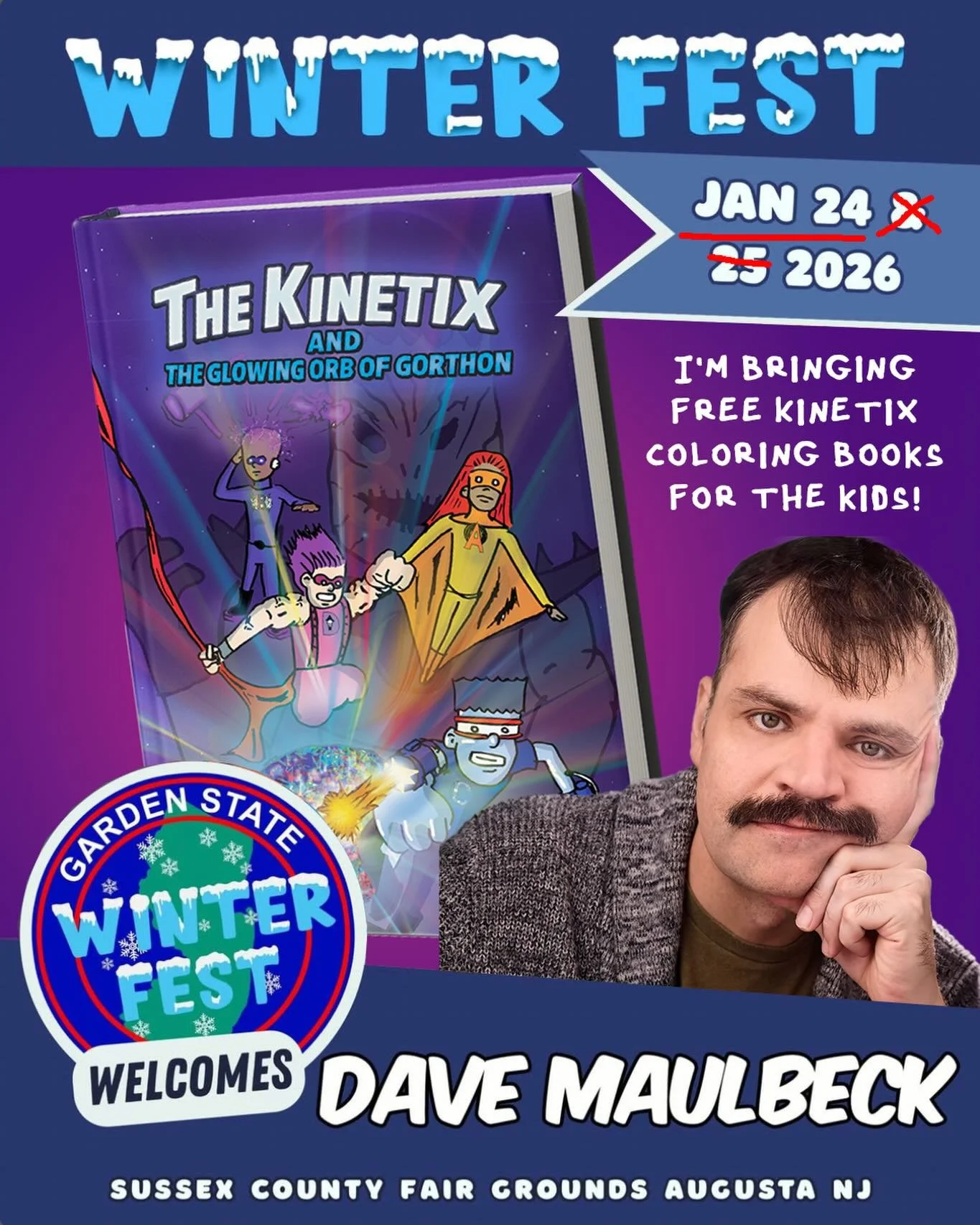 Snow&rsquo;s coming ❄️ so Winter Fest is a one-day event!
I&rsquo;ll be at GSCF Winter Fest with FREE Kinetix coloring books for kids 🎨
Perfect storm-day reading + coloring ⛄️📘
#GSCFWinterFest
#FamilyFunNJ
#KidsActivities
#SnowDayFun
#Kinetix