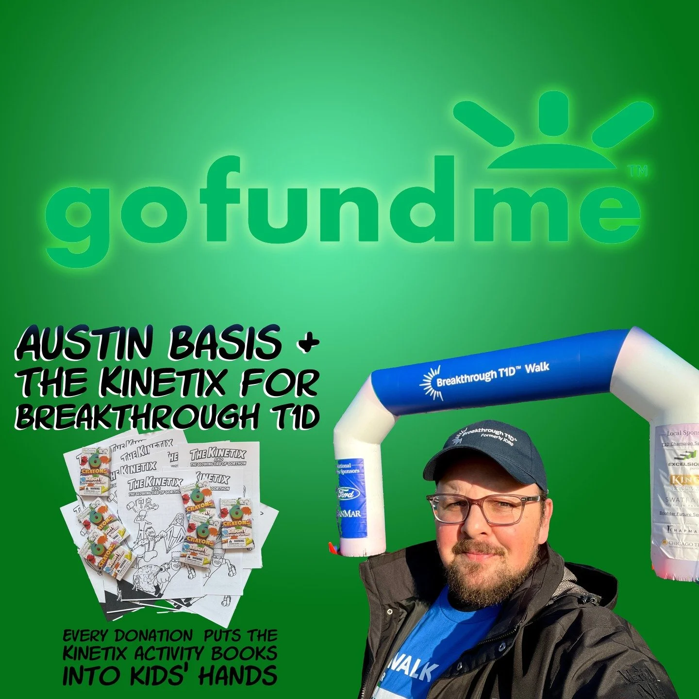 🚀📚 Austin Basis + The Kinetix
Teaming up for Breakthrough T1D
Every donation =
✨ Kinetix activity books
✨ In kids&rsquo; hands
✨ Supporting T1D research
Let&rsquo;s do some good together 💚
#T1D #BreakthroughT1D #TheKinetix #GoFundMe #ArtForGood #K