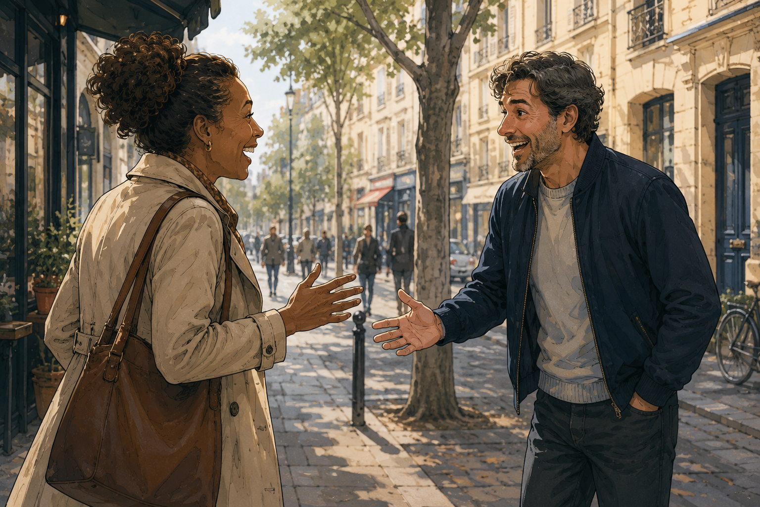 Deux vieux amis qui se retrouvent apr&egrave;s plusieurs ann&eacute;es