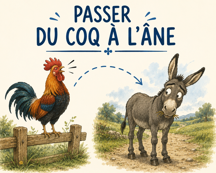 Passer du coq à l'âne illustration