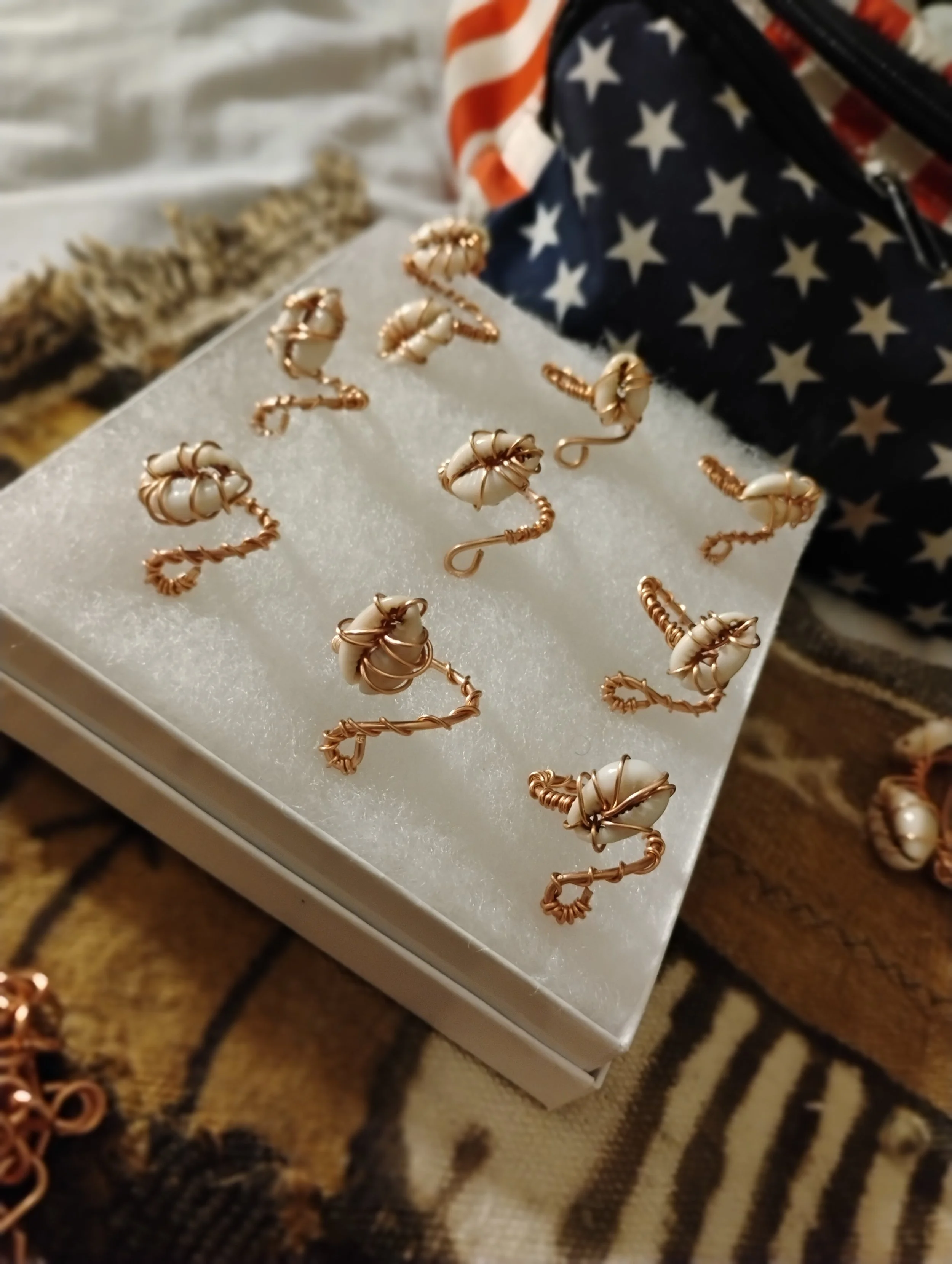 1 Adjustable Copper Cowrie Ring