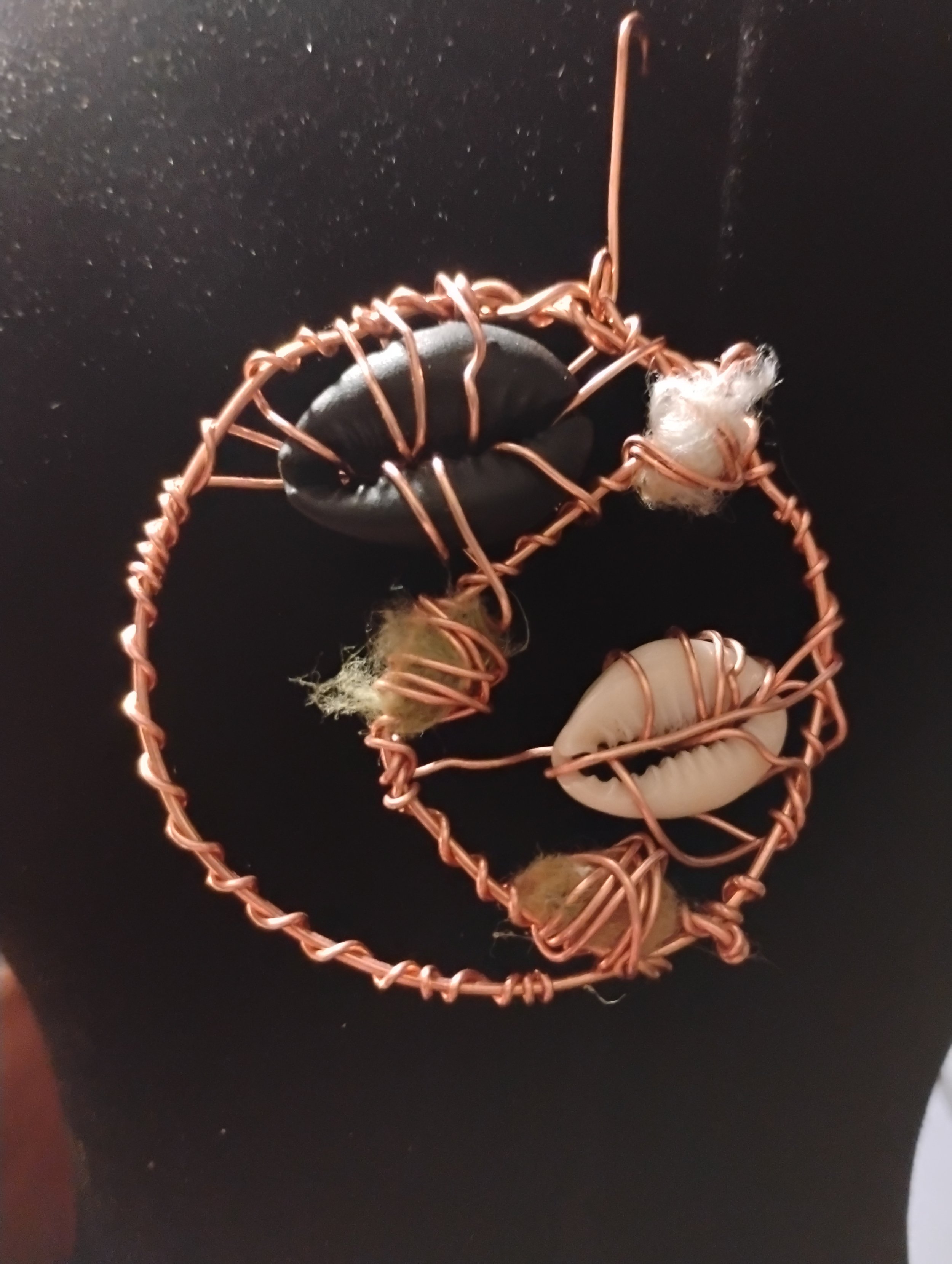 Yin & Yang Cottonseed/Cowrie Earrings ©