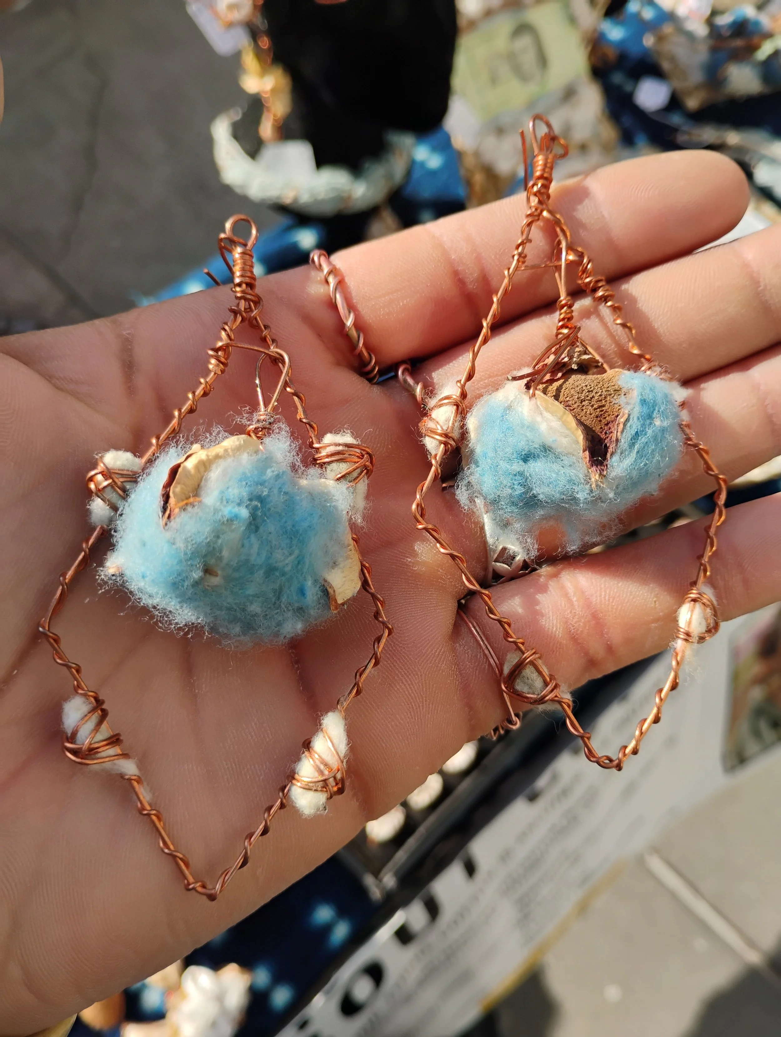 Haint Blue Geechee Cotton Earrings ©