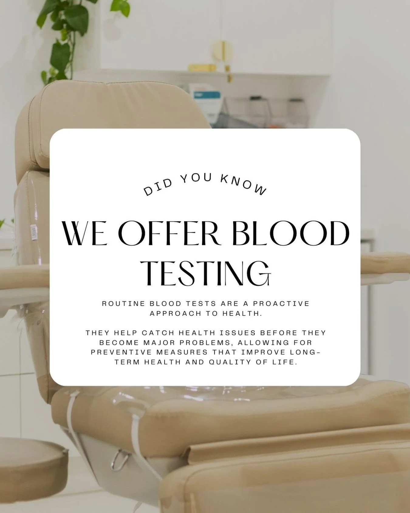 We offer comprehensive blood testing services to keep you informed. Enquire within to book your appointment today!