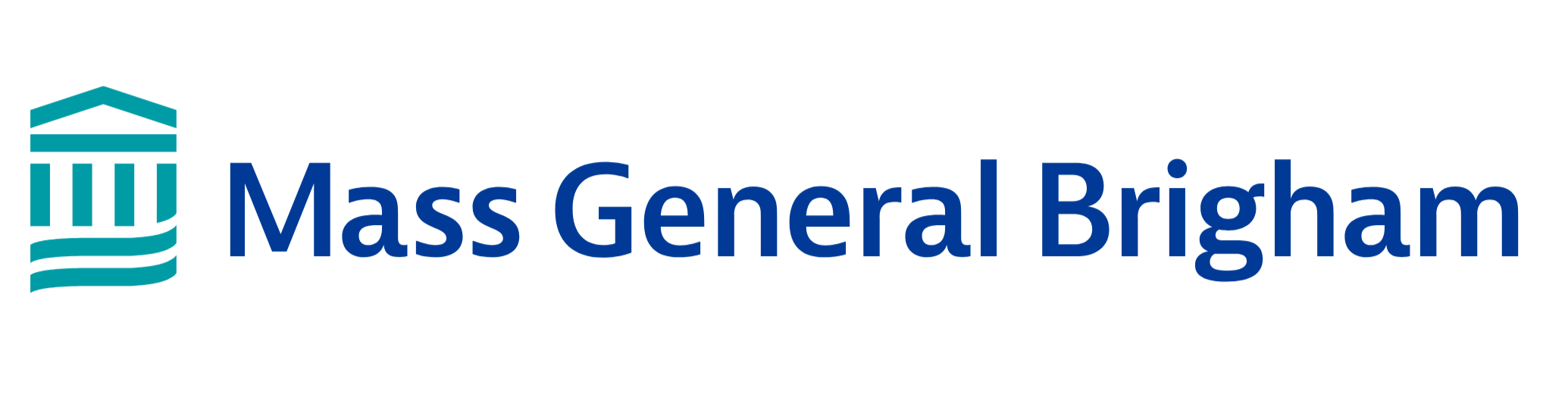 Mass General Brigham logo with a stylized building icon and the name in blue text