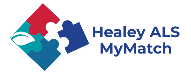 Logo for Healey ALS MyMatch with puzzle pieces and stylized ribbon symbols.