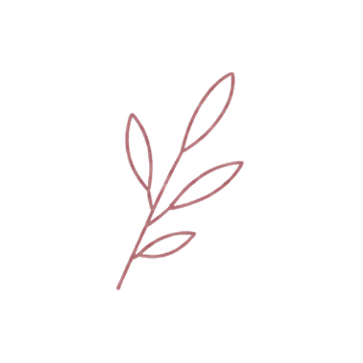 Simple line drawing of a small branch with leaves on a black background.
